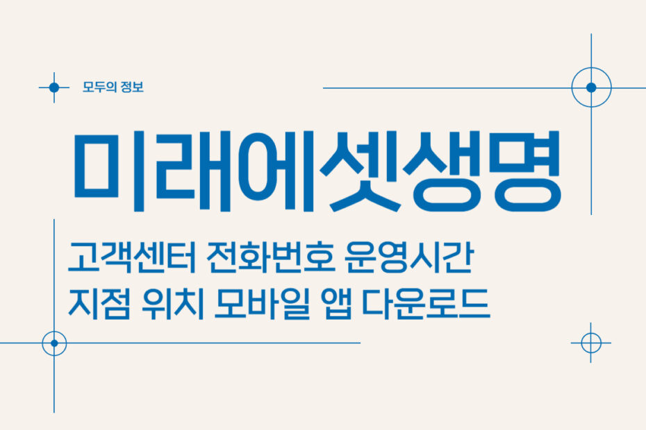 미래에셋생명 고객센터 전화번호 및 운영시간 지점 위치, 모바일 앱 활용