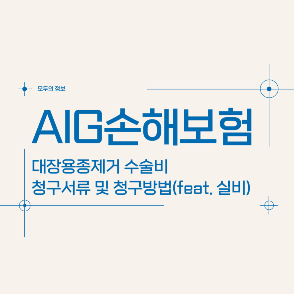 AIG손해보험 대장용종절제 수술비 보험금 청구서류 및 청구방법(feat. 실비)
