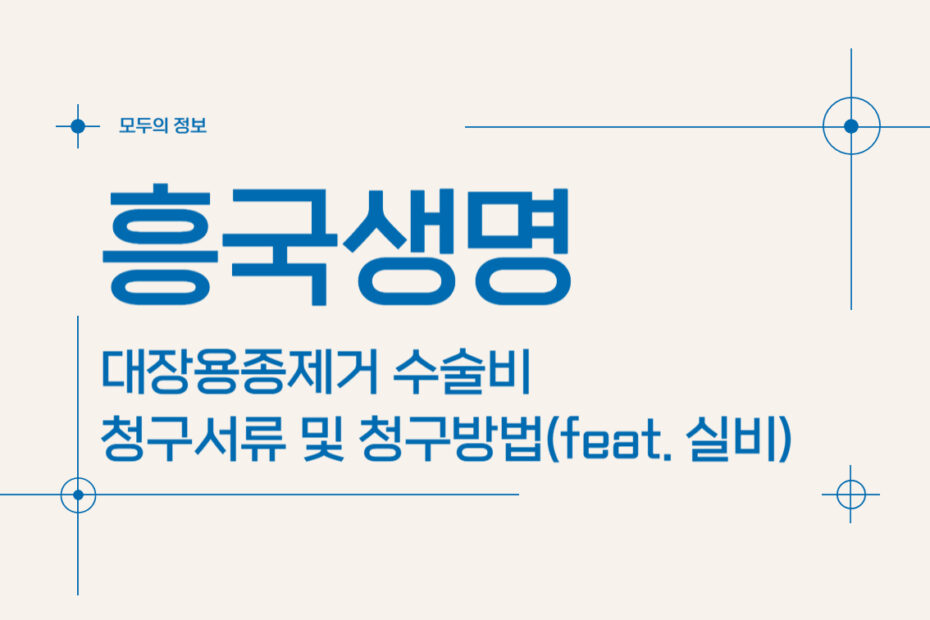 흥국생명 대장용종제거 수술비 보험금 청구서류 및 청구방법(feat. 실비)