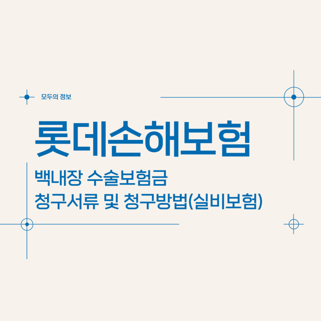 롯데손해보험 백내장 수술보험금 청구서류 및 청구방법(feat. 실비보험)