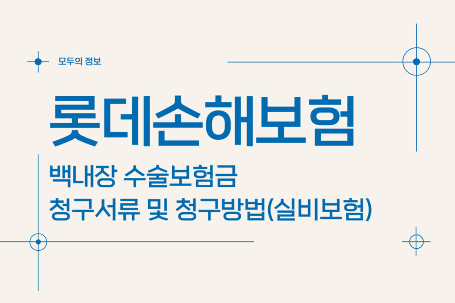 롯데손해보험 백내장 수술보험금 청구서류 및 청구방법(feat. 실비보험)