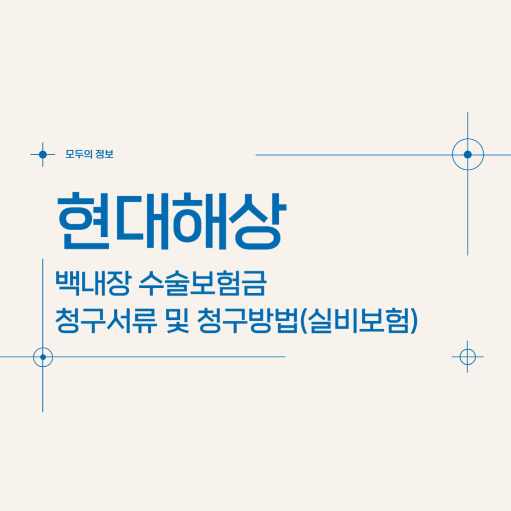 현대해상 백내장 수술보험금 청구서류 및 청구방법(feat. 실비보험)
