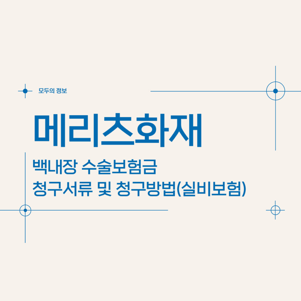 메리츠화재 백내장 수술보험금 청구서류 및 청구방법(feat. 실비보험)
