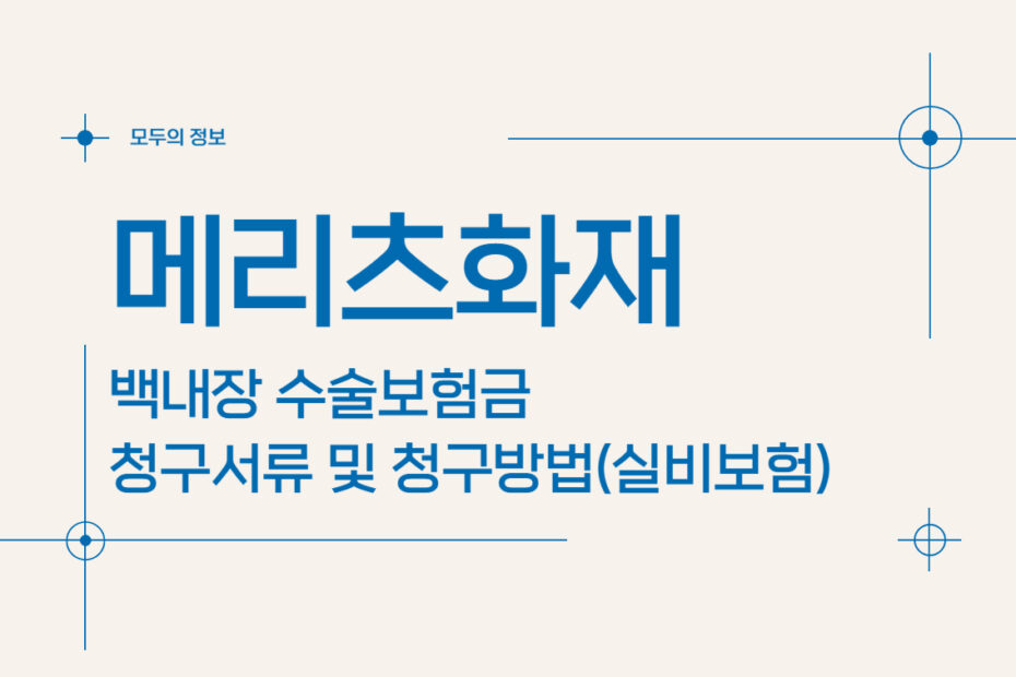 메리츠화재 백내장 수술보험금 청구서류 및 청구방법(feat. 실비보험)