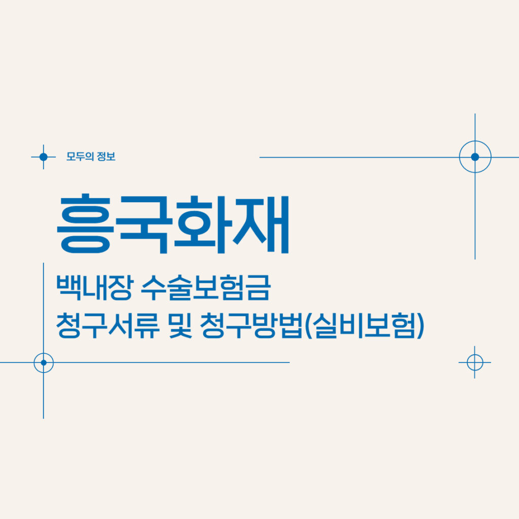 흥국화재 백내장 수술보험금 청구서류 및 청구방법(feat. 실비보험)